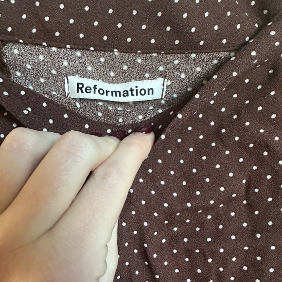 Reformation Brown Polka Dot Midi Skirt - Picture 3 of 4